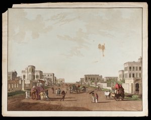 Old Court House Street patrząc na południe z widoków Kalkuty autorstwa Thomas und William Daniell