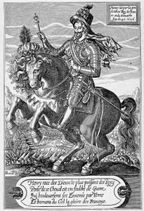 Portret Henryka IV (1553 - 1610) (koń) lat 45, rytowany przez Thomasa de Leu.