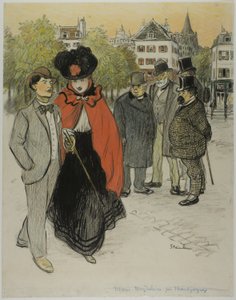 Dżentelmen obserwujący spacerującą parę autorstwa Théophile Alexandre Pierre Steinlen