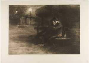 Kochankowie na ławce autorstwa Théophile Alexandre Pierre Steinlen
