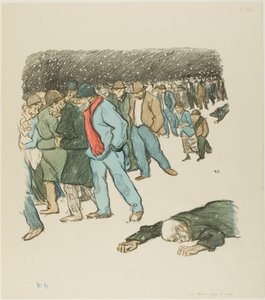 Nieszczęście pod śniegiem autorstwa Théophile Alexandre Pierre Steinlen