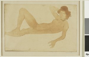 Leżąca naga kobieta autorstwa Théophile Alexandre Pierre Steinlen