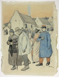 Scena uliczna z dwiema parami autorstwa Théophile Alexandre Pierre Steinlen