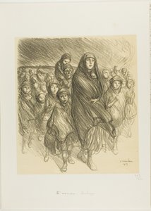 Belgijski Exodus autorstwa Théophile Alexandre Pierre Steinlen