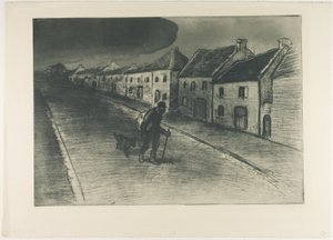 Włóczęga przechodzący przez śpiącą wioskę autorstwa Théophile Alexandre Pierre Steinlen