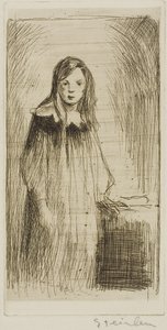 Stojąca młoda dziewczyna autorstwa Théophile Alexandre Pierre Steinlen
