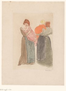 Dwie mamy z dziećmi Les deux meres autorstwa Théophile Alexandre Steinlen (signed by artist)