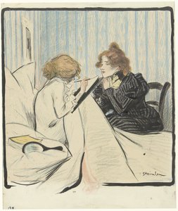 Dwie kobiety w sypialni autorstwa Théophile Alexandre Steinlen