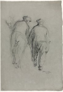 Dwóch pracujących mężczyzn, widok z tyłu autorstwa Théophile Alexandre Steinlen