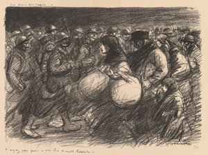 Szkice wojenne: Dwie procesje (Sketches de guerre: Les deux cortèges - "Ayez pas peur - on les a - et bien!") autorstwa Théophile Alexandre Steinlen