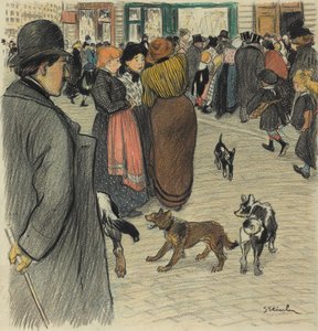 Oglądanie tłumu autorstwa Théophile Alexandre Steinlen