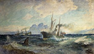 Duncan Grey i Nancy Grey w walce z wielorybem autorstwa Thorolf Holmboe
