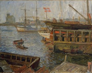 Z Nyland, Port Oslo (olej na płótnie)