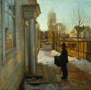 Bez tytułu (Szlifierka do organów) 1906 (olej na płótnie) autorstwa Thorolf Holmboe