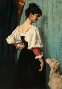 Portret młodej kobiety z psem „Puckiem” Młoda Włoszka z Psem Puck