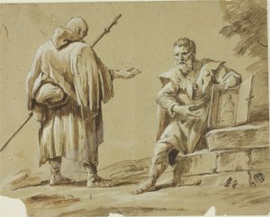 Dwóch pielgrzymów z przenośną świątynią autorstwa Tiberius Dominikus Wocher