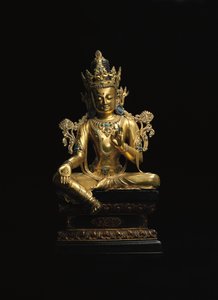 Cesarska figura Awalokiteśwary (patrz także od 474250 do 474254) (z pozłacanego brązu) autorstwa Tibetan School