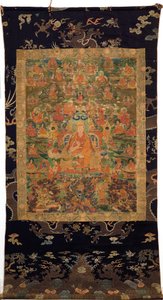 Trzeci Panczenlama Losan Penden Yeshe (gwasz na tkaninie) autorstwa Tibetan School