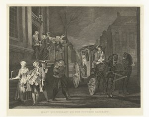 Ci, którzy mogli chodzić, zostawiali na piechotę, ci, którzy nie mogli już upaść Ibant qui poterant qui non potuere cadebant (tytuł na obiekcie) Nelri do Cornelis Troost (tytuł serii) autorstwa Tieleman Cato Bruining