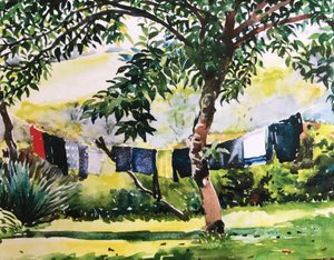Linia do prania 2017 (akwarela) autorstwa Tilly Willis