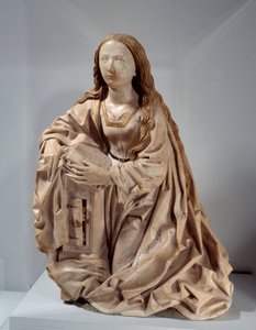 Dziewica zwiastowania. Marmurowa rzeźba z polichromowanymi wzniesieniami autorstwa Tilmana Riemenschneidera (1460-1531), koniec XV wieku. Paryż, Musee du Louvre