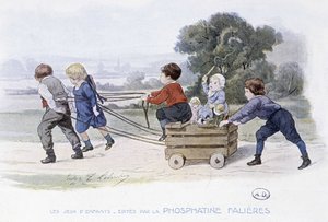 Gry dla dzieci: konie i autostop - dess. de Lobrichon, wyd. przez Phosphatine Falières, v.1920