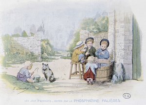 Gry dla dzieci: gra wędkarska w wiadrze - dess. de Lobrichon, wyd. Fosfatyna Falieres, v.1920 autorstwa Timoleon Marie Lobrichon