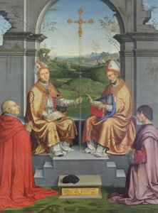 Święci Tomasz Becket i Marcin z Tours adorowani przez biskupa Giovanniego Pietro Arrivabene i jego bratanka Giacomo