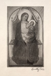 Starzy włoscy mistrzowie: Madonna na tronie z dzieckiem trzymającym ptaka, 1885. autorstwa Timothy Cole