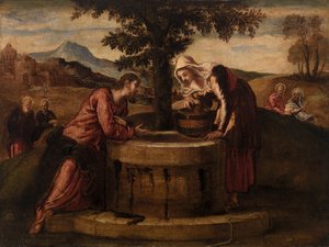 Chrystus i Niewiasta Samarii autorstwa Tintoretto (Jacopo Robusti)
