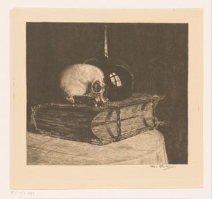 Martwa natura z czaszką i Biblią autorstwa Titia Heukers (signed by artist)