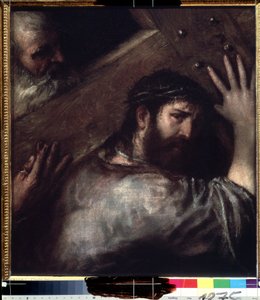 Chrystus dźwigający krzyż (Le portement de croix) (Chrystus dźwigający krzyż). Obraz Tycjana lub Le Tycjana (Tiziano Vecellio lub Vecelli lub Tiziano da Cador autorstwa Titian (c.1488 1576)