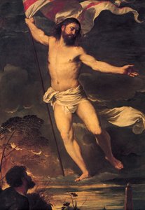Zmartwychwstanie Chrystusa, fragment centralnego panelu Ołtarza Averoldiego, Tiziano Vecellio (1488-1576), olej na płótnie, 278x292 cm, Kolegiata Świętych Nazario i Celso, Brescia