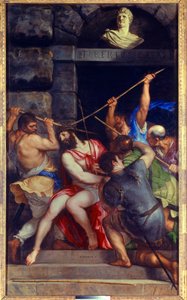 Chrystusowy wieniec cierniowy Obraz Tiziano Vecellio zwany Tycjanem (1485-1576) XVI-wieczne słońce. 3,03x1,8 m² autorstwa Tiziano Vecelli