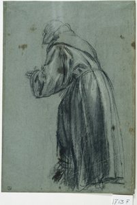 Modlący się franciszkanin (węgiel na papierze)
