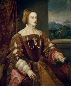 Portret Impress Izabeli Portugalskiej (1503-1539) Obraz Tiziano Vecellio zwany Tycjanem (1485-1576) 1548 Słońce. 1,17x0,98 m Madryt, Muzeum Prado autorstwa Tiziano Vecelli