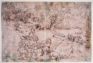Studium krajobrazu z owcami autorstwa Titian (c.1488 1576)