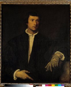 Człowiek w rękawiczce, ok. 1520 (olej na płótnie) autorstwa Titian (c.1488 1576)