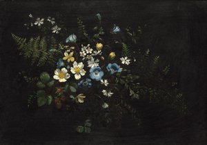 Spray kwiatów i paproci, data nieznana. autorstwa Titian Ramsay Peale