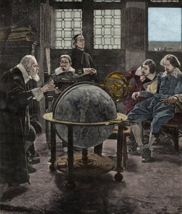 John Milton (1608-1674) odwiedzający Galileo Galilei (Galilee), w swoim więzieniu inkwizycji w Arcetri, niedaleko Florencji, w 1640. XIX-wieczny rycina z obrazu T. Lessi.