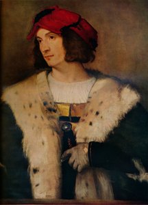 Mężczyzna w czerwonej czapce, c1510 autorstwa Tiziano Vecelli