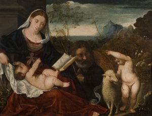 Święta Rodzina ze św. Janem autorstwa Tiziano Vecelli