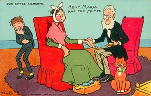 Ciotka Maria ma świnkę (kolorowa litografia) autorstwa Tom Browne