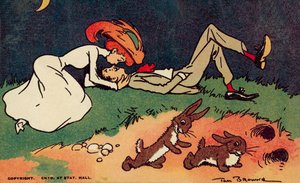 Całująca się para (kolorowa litografia)