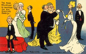 Biedny krewny zostaje zaproszony na wieczorną imprezę (chromolitho) autorstwa Tom Browne