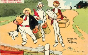 Trzech mężczyzn w łodzi (kolorowa litografia) autorstwa Tom Browne