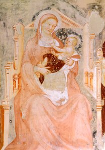 Madonna z Dzieciątkiem, Tommaso da Modena (1326-1379), fresk, kościół San Francesco, Treviso