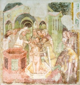 Chrzest księcia Anglii, fragment fresku Legenda św. Urszuli autorstwa Tomaso da (late 15th century) Modena