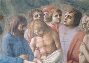 Św. Piotr chrzczący neofitów Fragment twarzy w tłumie, fresk z ok. 1427 zob. także 63311 autorstwa Tommaso Masaccio
