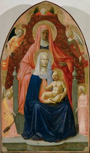i Masolino: Święta Anna, Dziewica Maryja i Dzieciątko Jezus, pięć aniołów (tempera na drewnie) autorstwa Tommaso Masaccio